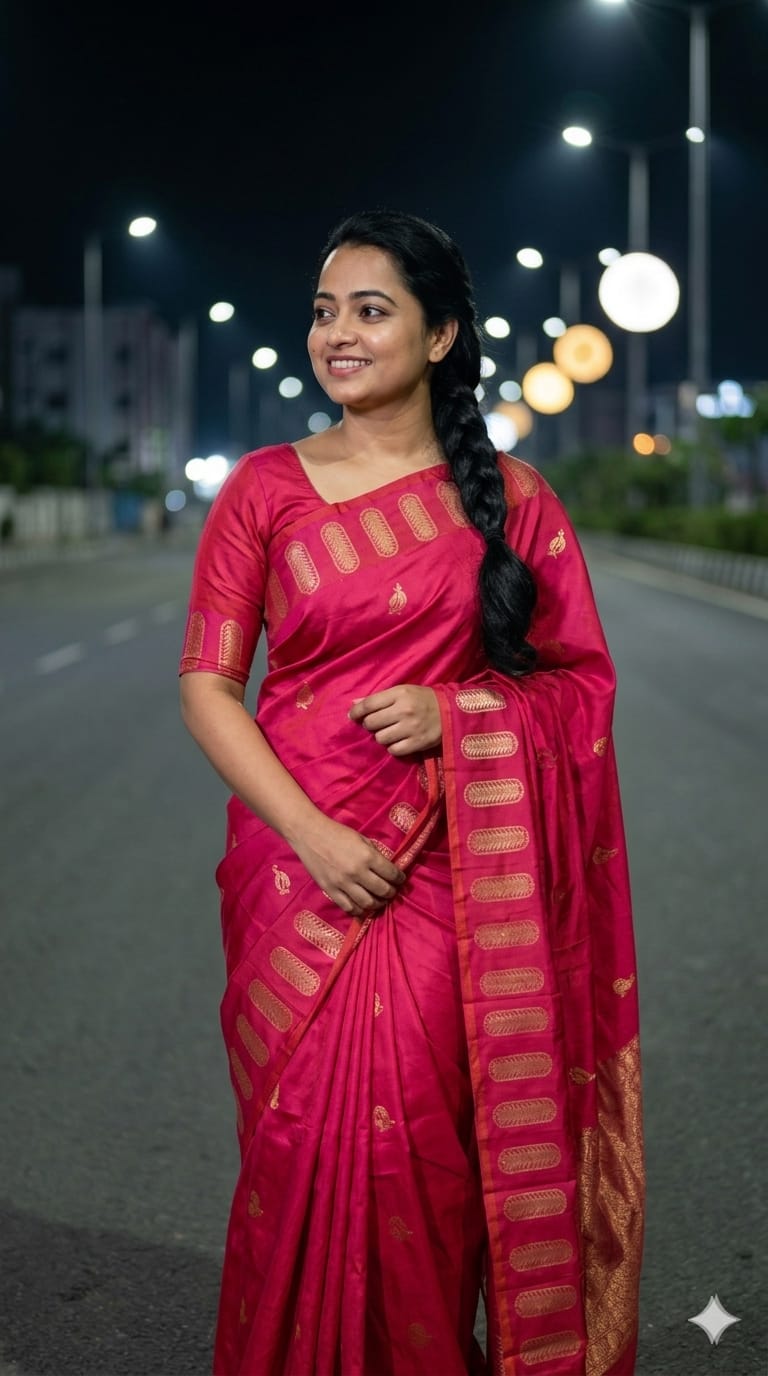 Peacock Silk Saree with Beautiful Viscose Zari Motif