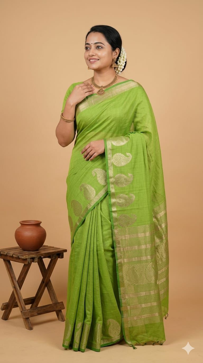 Premium Quality Raw Silk Saree in Mango Motif