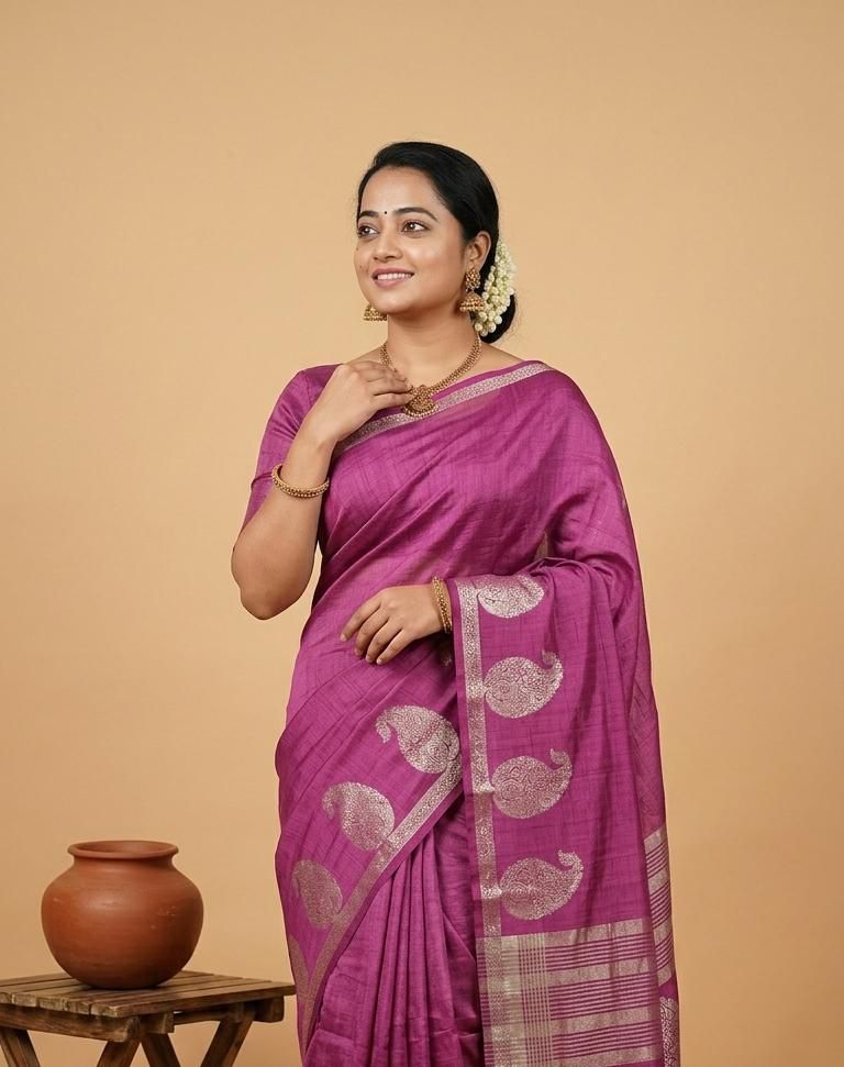 Premium Quality Raw Silk Saree in Mango Motif