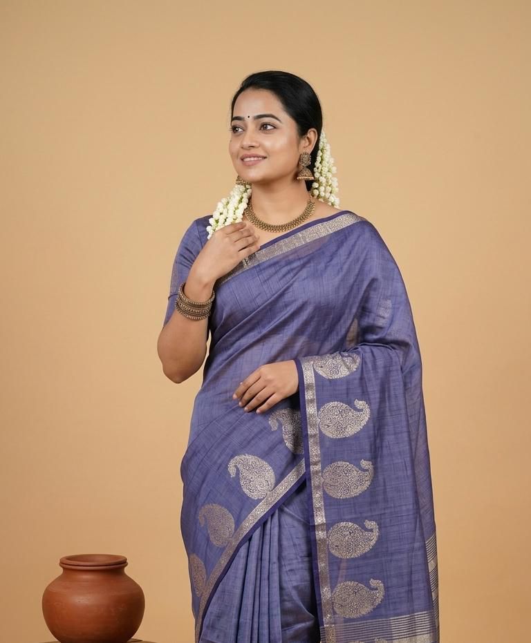 Premium Quality Raw Silk Saree in Mango Motif