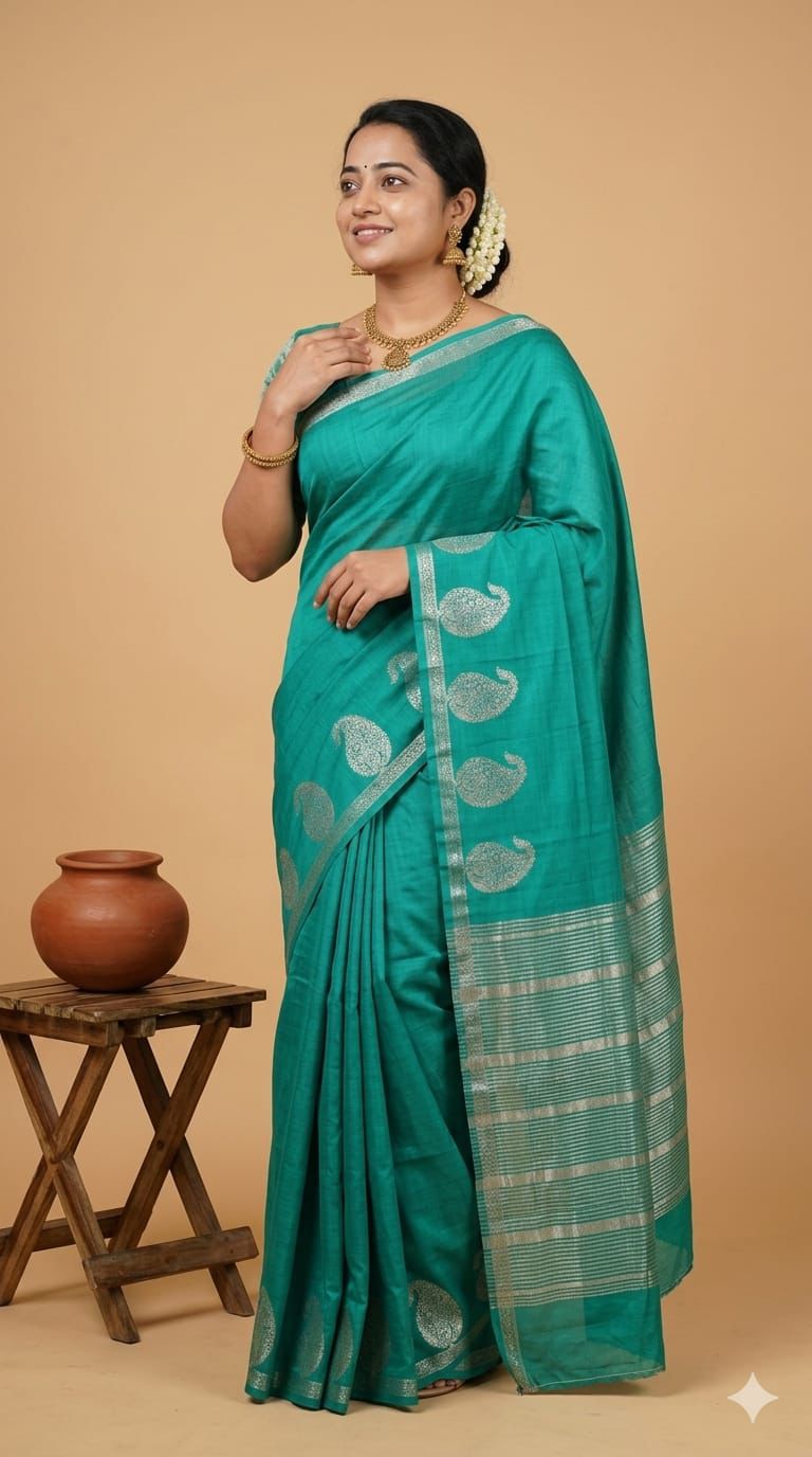Premium Quality Raw Silk Saree in Mango Motif