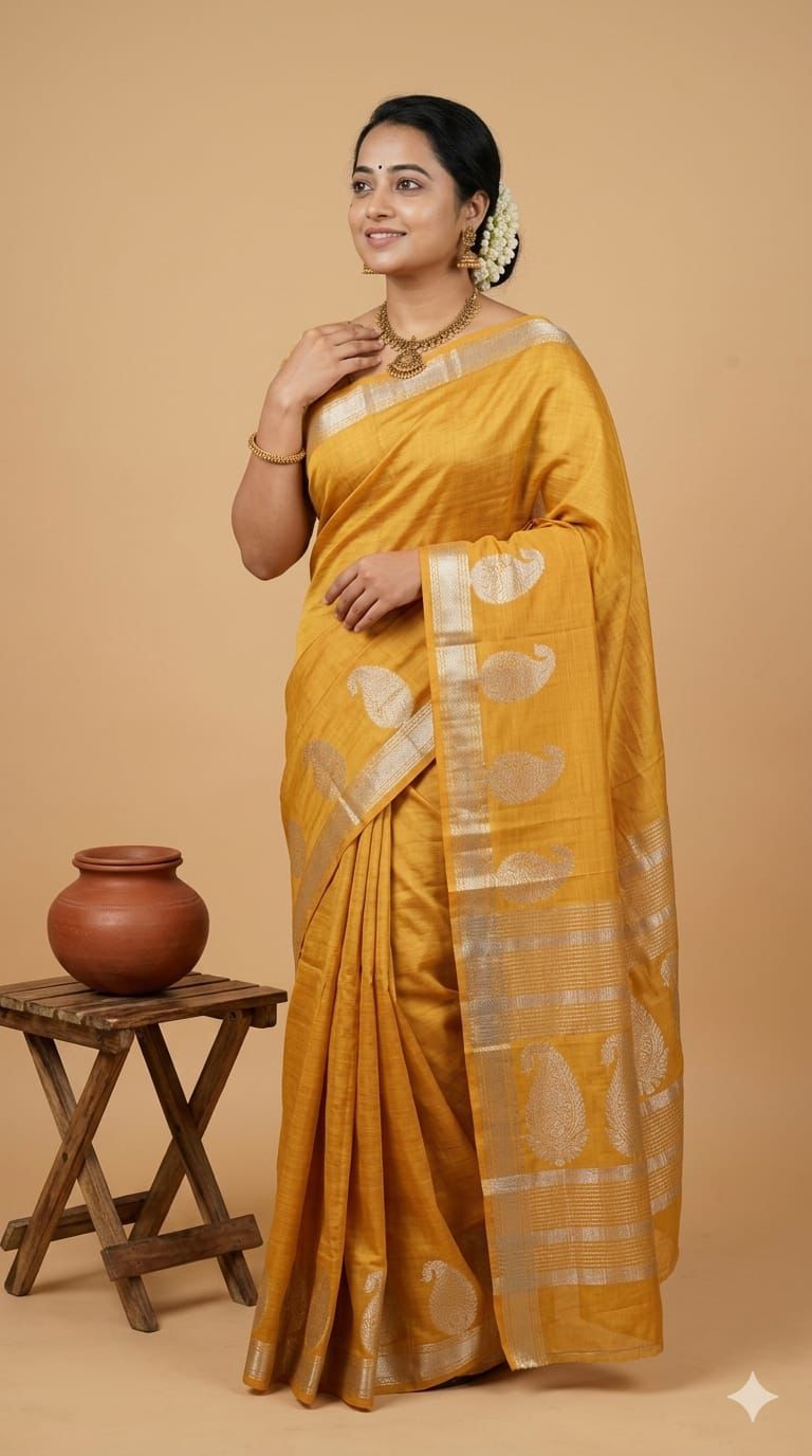 Premium Quality Raw Silk Saree in Mango Motif