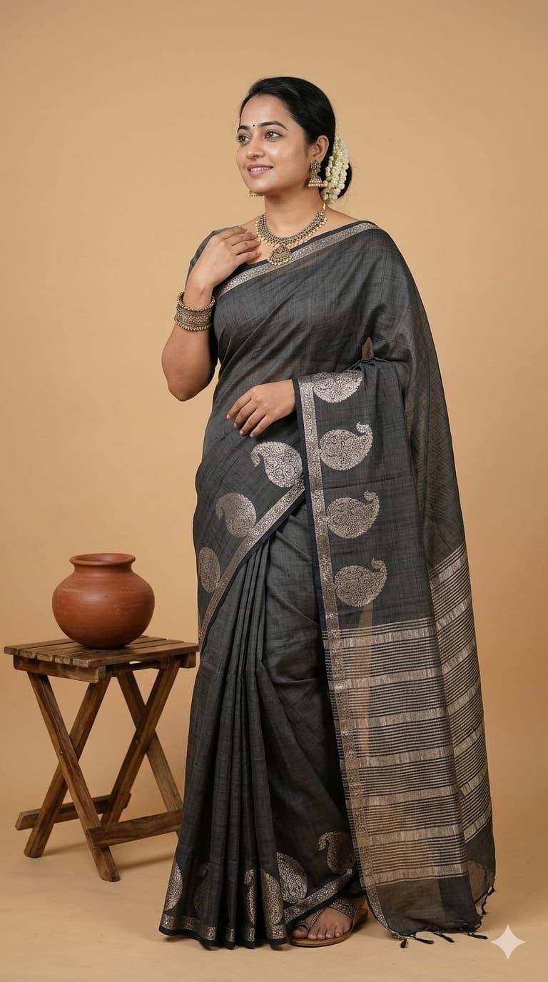 Premium Quality Raw Silk Saree in Mango Motif