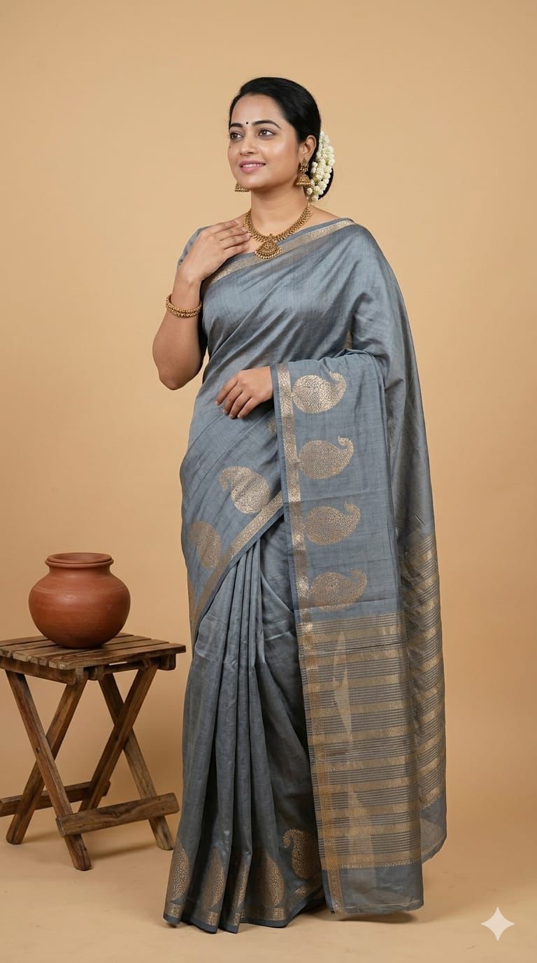Premium Quality Raw Silk Saree in Mango Motif