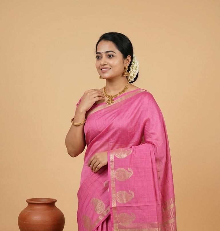 Premium Quality Raw Silk Saree in Mango Motif