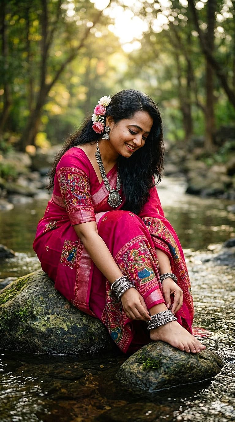 Summer Cool Linen Cotton Saree in Print