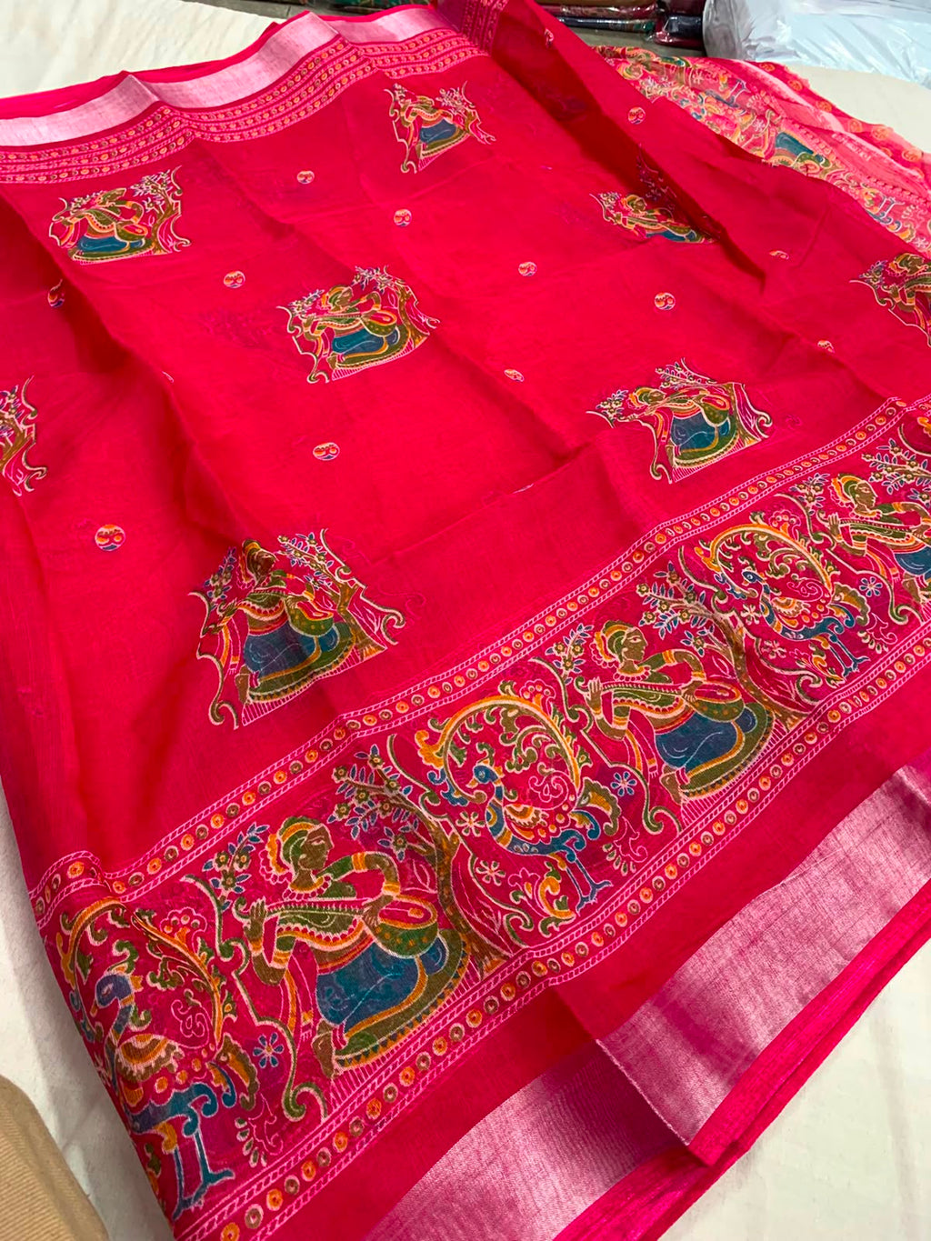 Summer Cool Linen Cotton Saree in Print