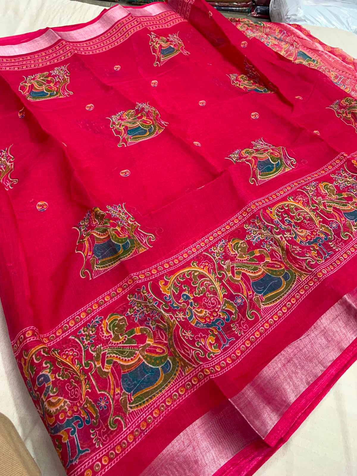 Summer Cool Linen Cotton Saree in Print