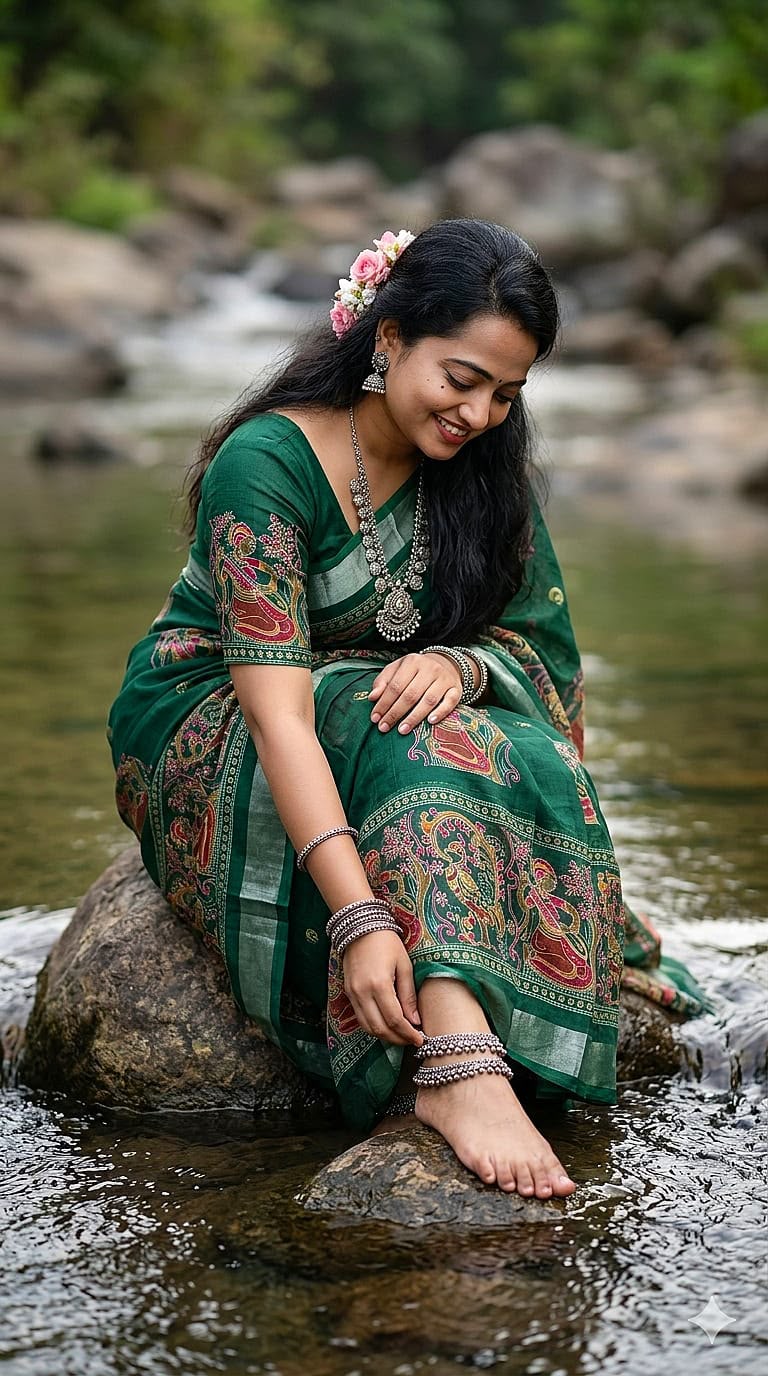 Summer Cool Linen Cotton Saree in Print