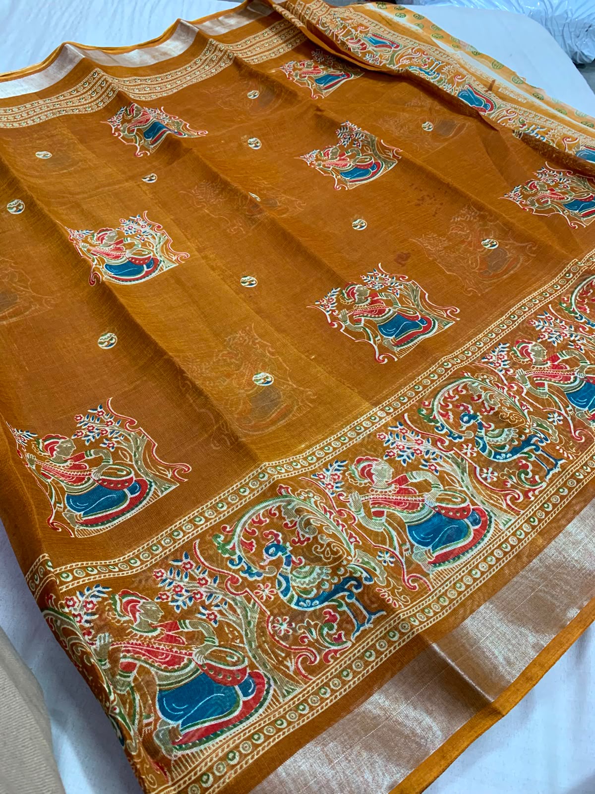Summer Cool Linen Cotton Saree in Print