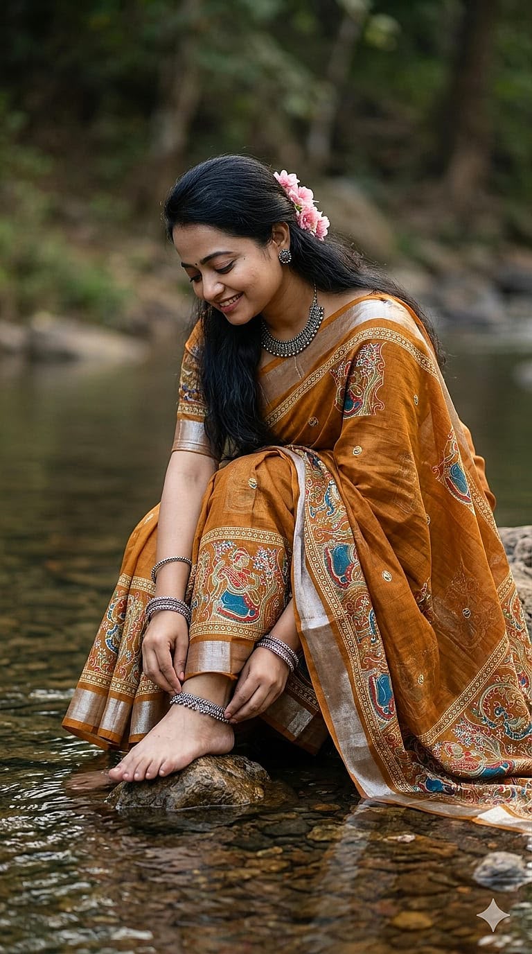 Summer Cool Linen Cotton Saree in Print