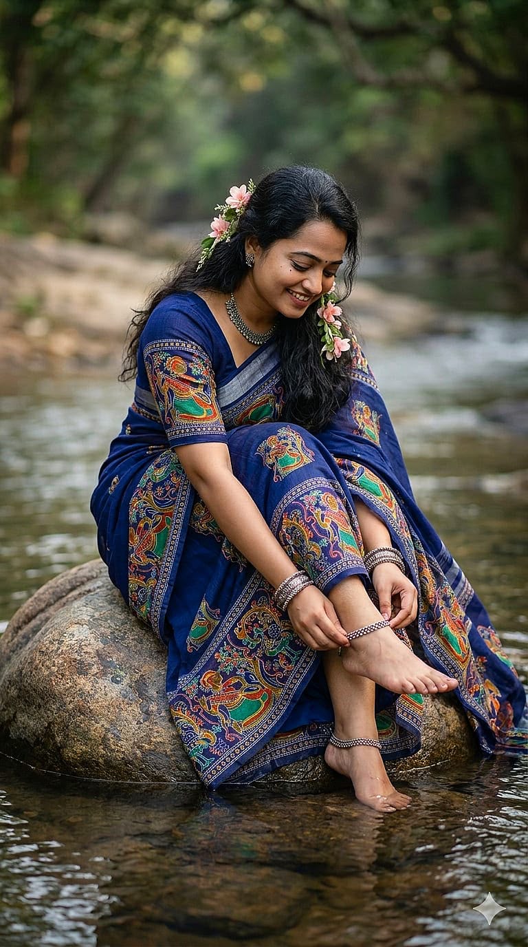 Summer Cool Linen Cotton Saree in Print