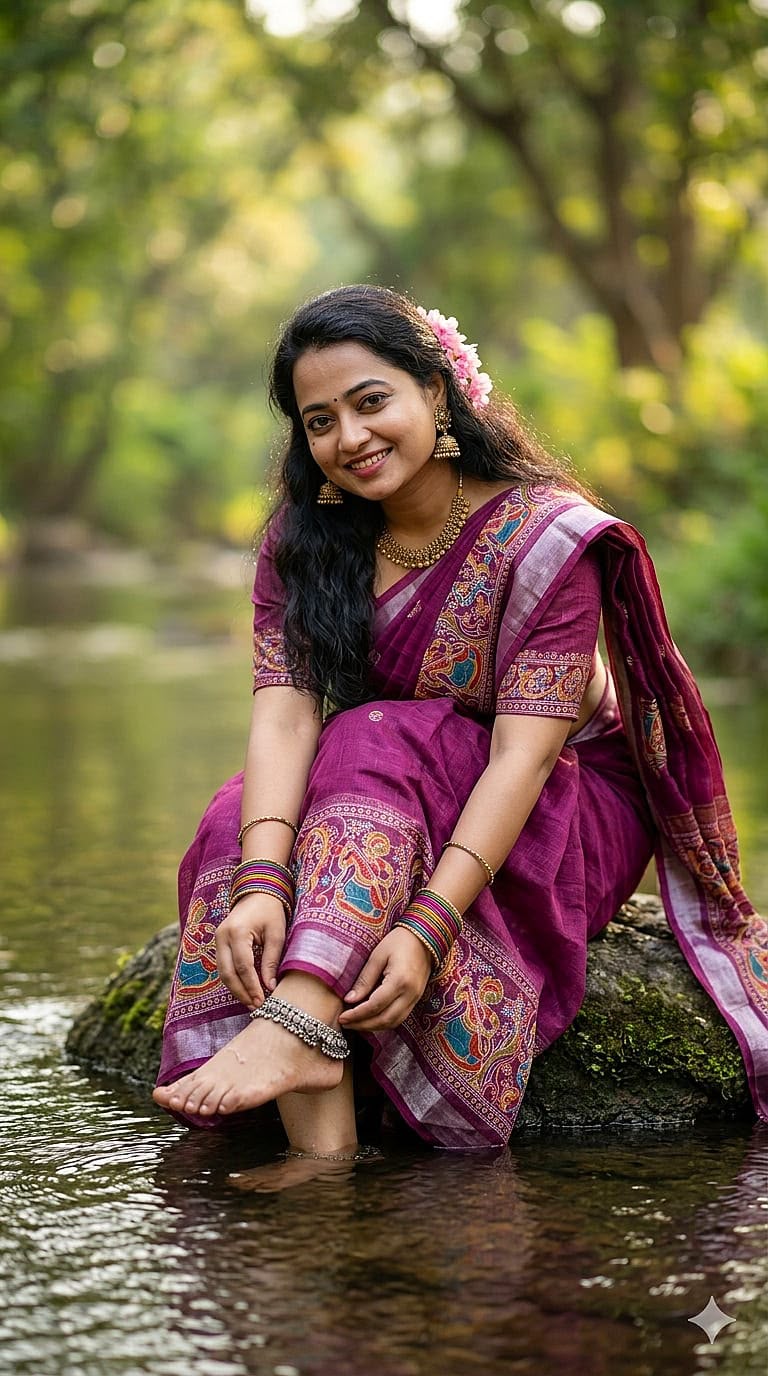 Summer Cool Linen Cotton Saree in Print