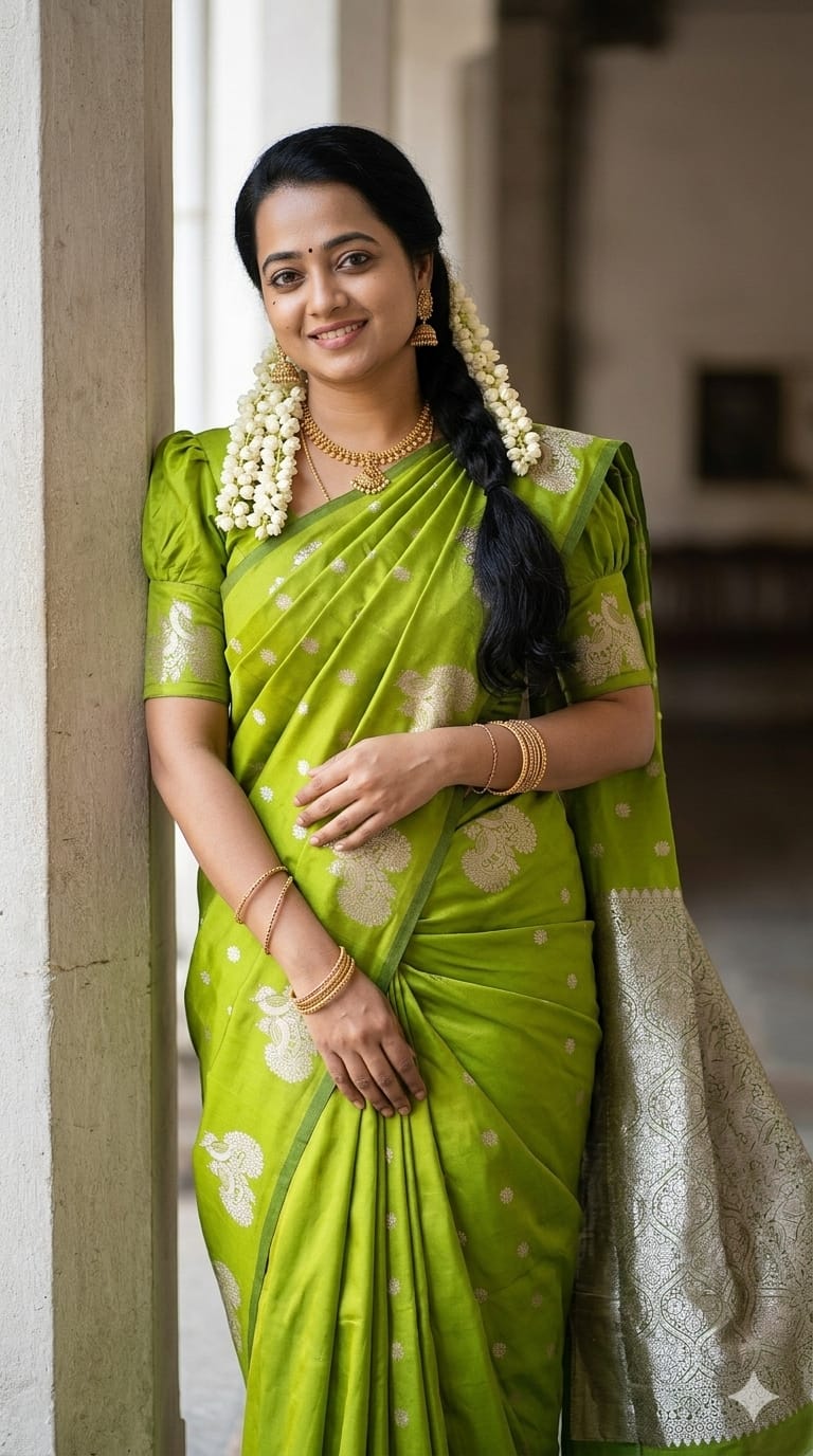 Pallavi Silk Saree with Double Side Peacock Border