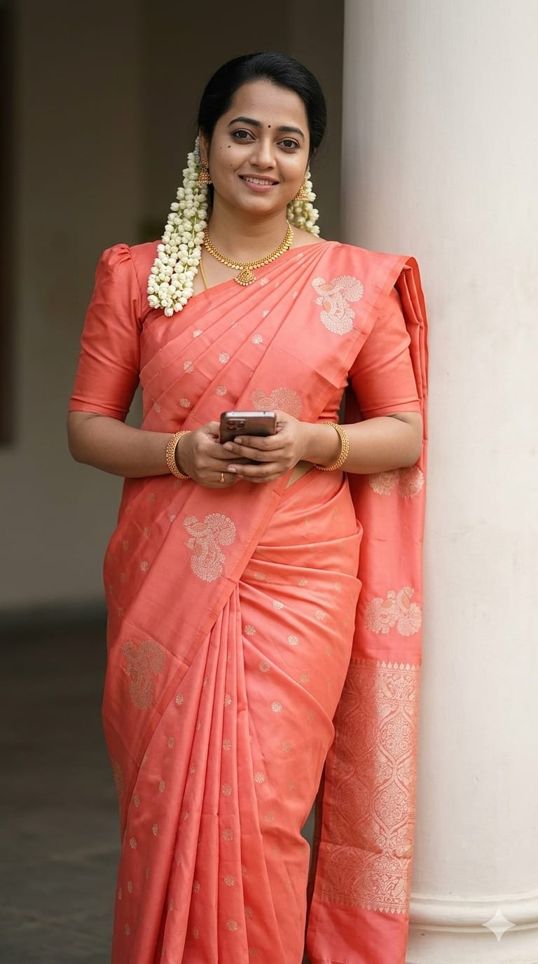 Pallavi Silk Saree with Double Side Peacock Border