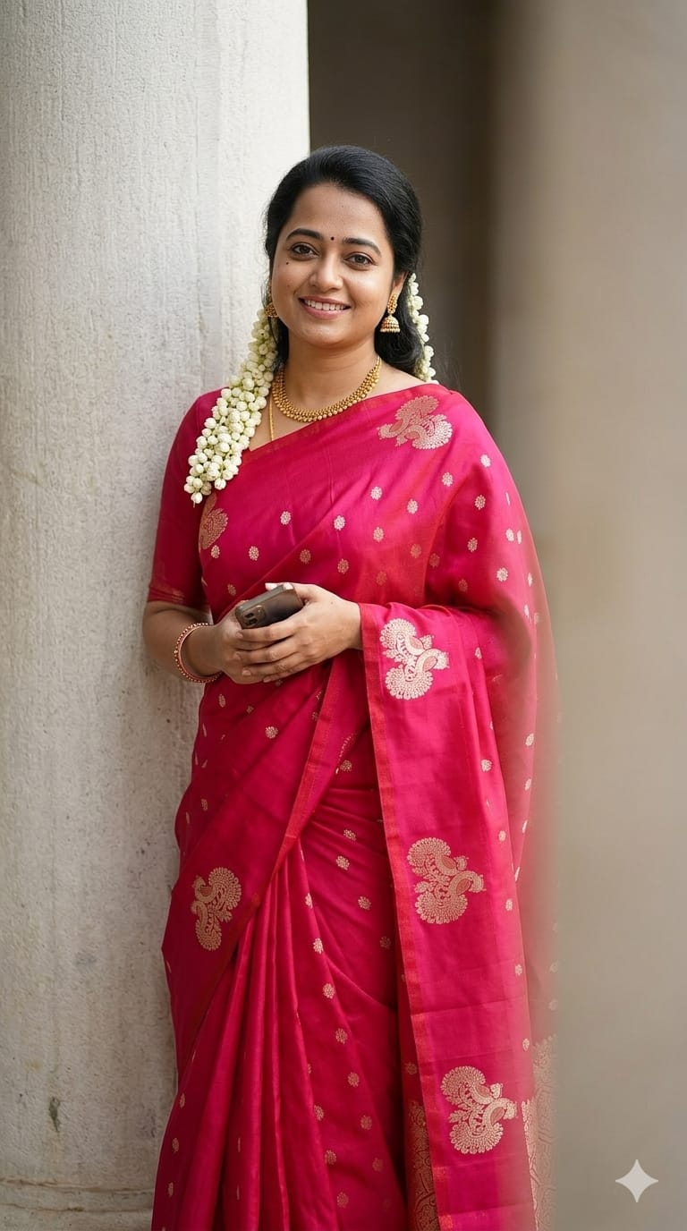 Pallavi Silk Saree with Double Side Peacock Border