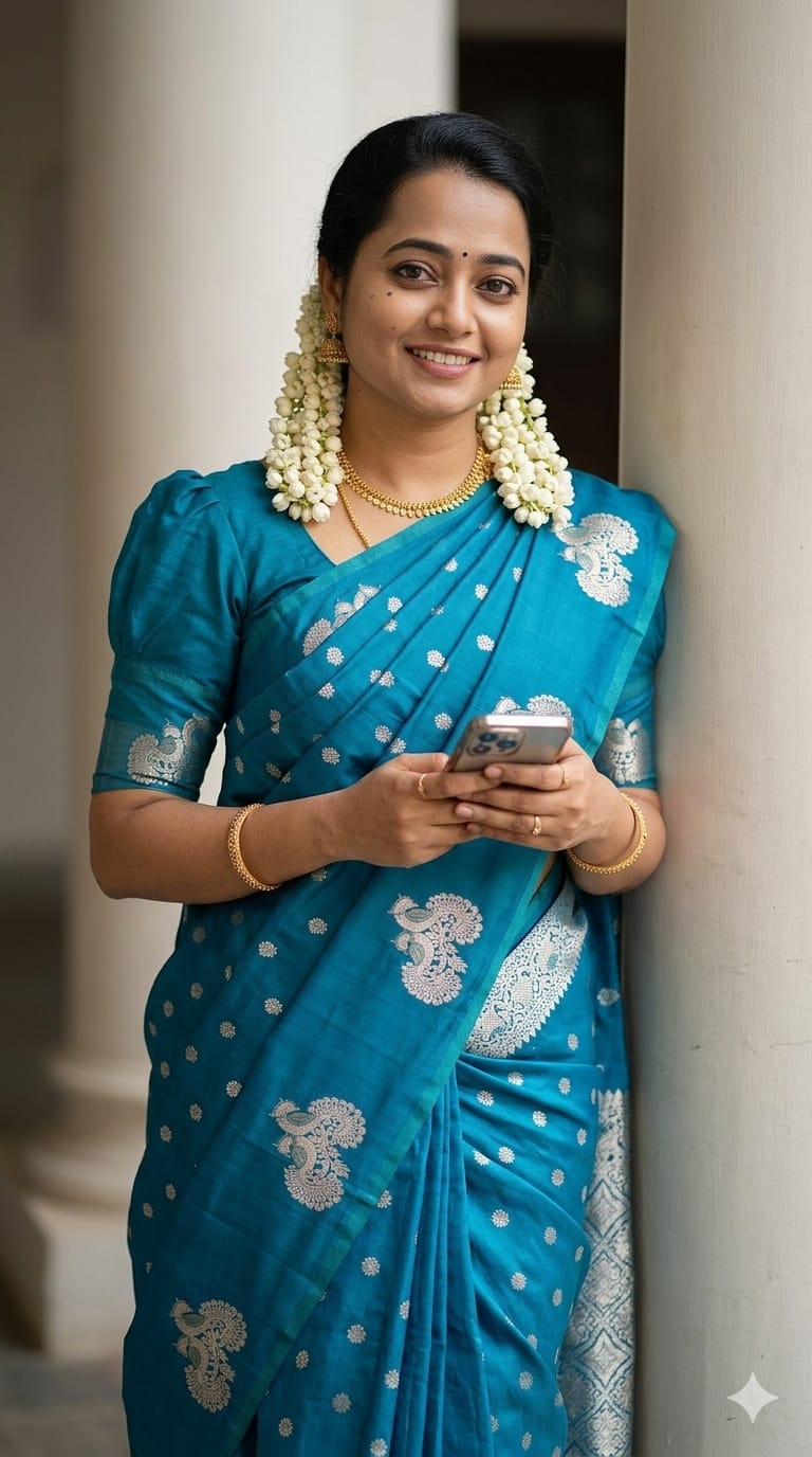Pallavi Silk Saree with Double Side Peacock Border
