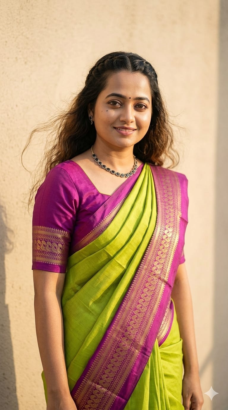Kalyani Silk Saree With Double Side Contrast Border