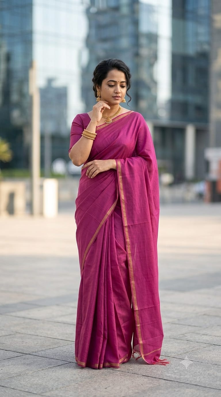 Matka Khicha Silk Saree with Patti Border