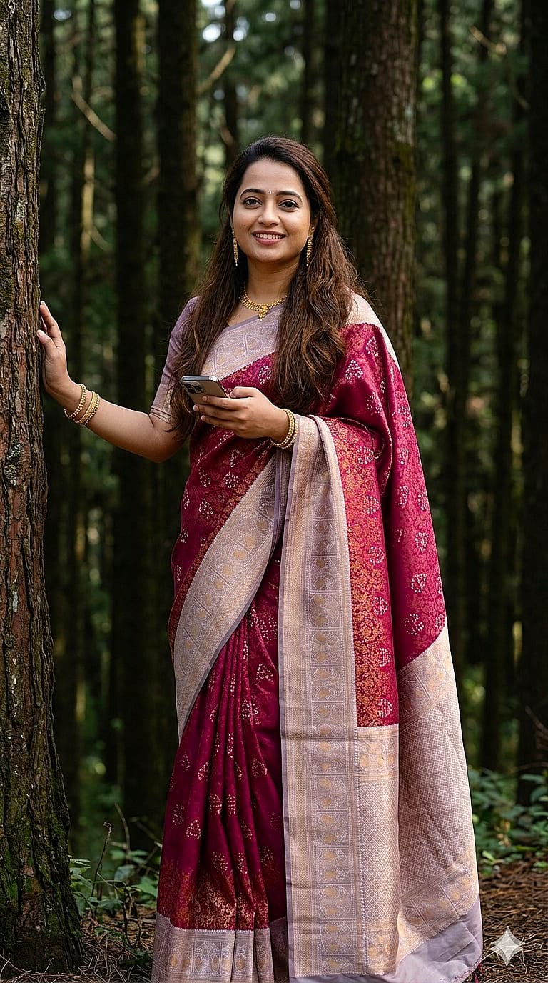 Soft Semi Kanchi Silk Saree with Copper Zari Weaving