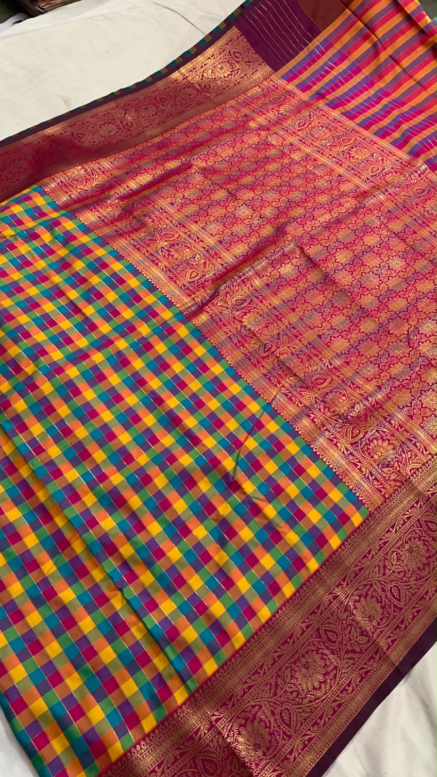 Kanjivaram Kattam Copper Zari Saree