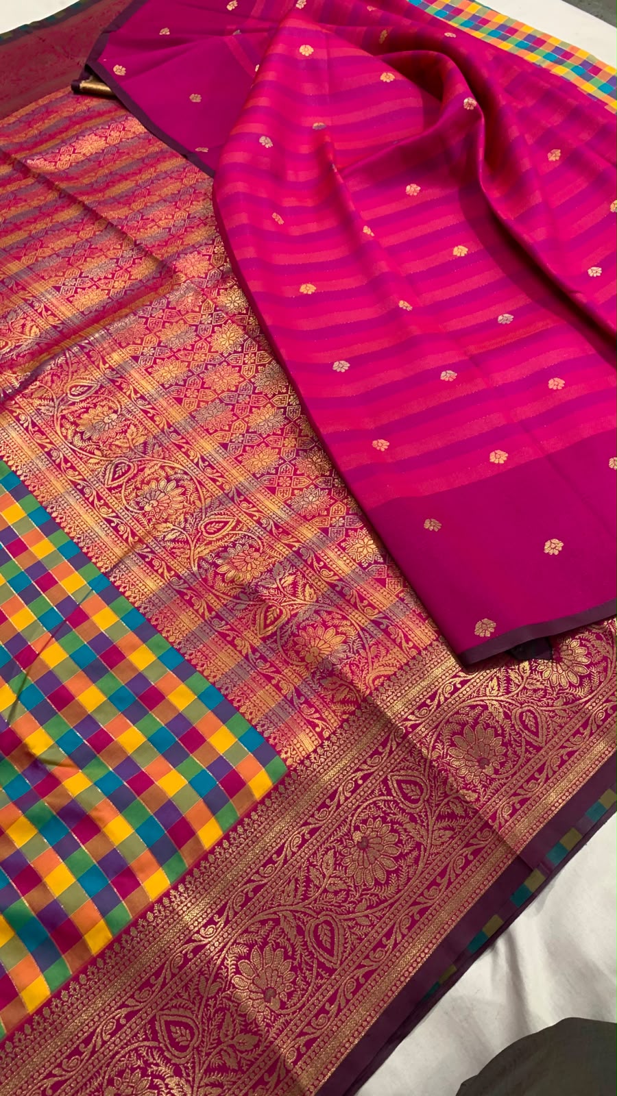 Kanjivaram Kattam Copper Zari Saree