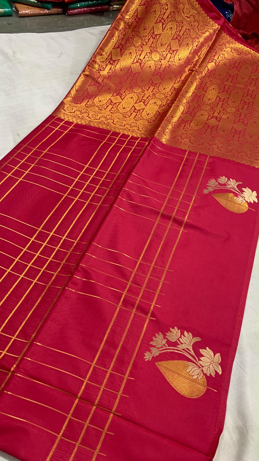 Dual Shade Gold Zari Silk Saree
