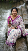 Summer Cool Linen Cotton Saree in Print