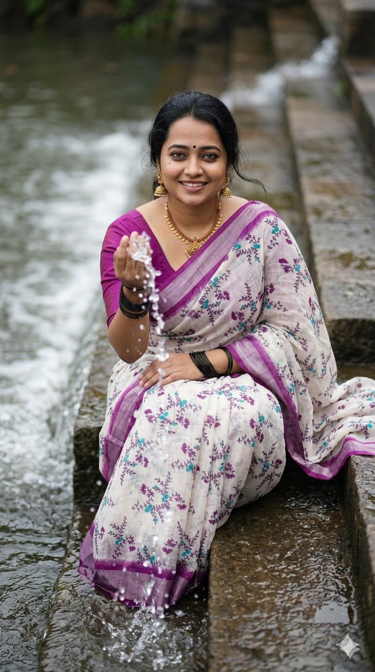 Summer Cool Linen Cotton Saree in Print