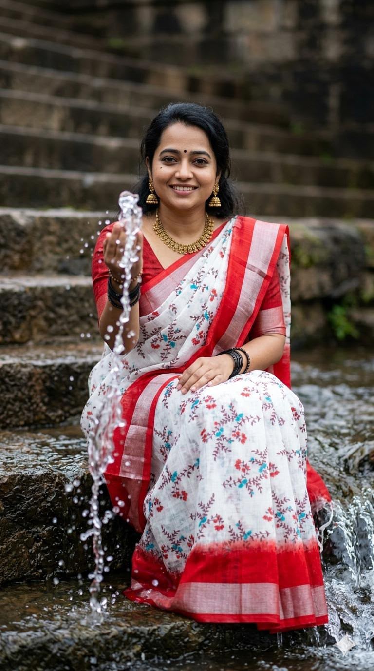 Summer Cool Linen Cotton Saree in Print