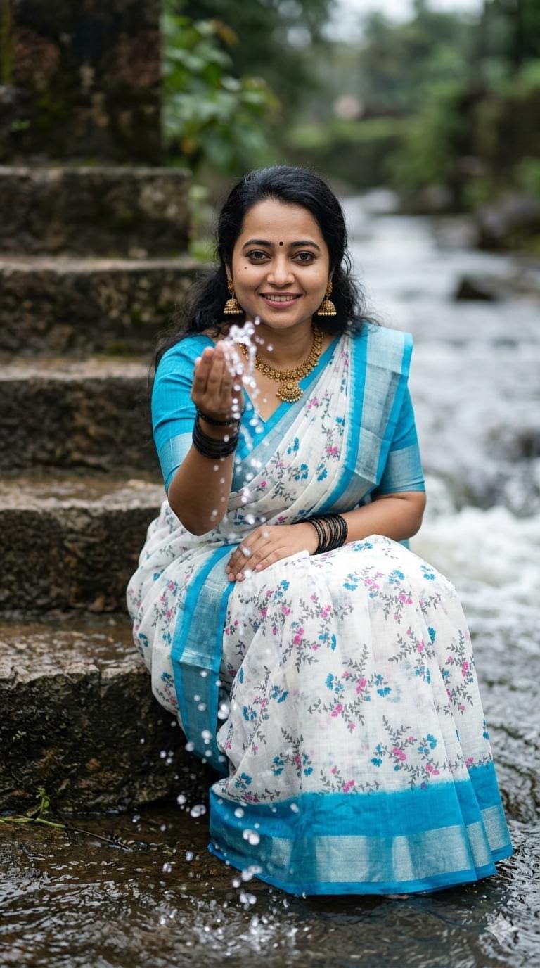 Summer Cool Linen Cotton Saree in Print
