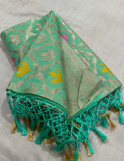 Benarasi Linen Floral Thread Saree